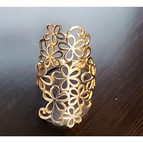 JCM Brand 925 Silver Flower Statement Ring Size 8 - Picture 1 of 6